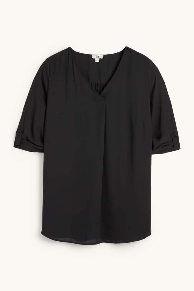 Women - V-neck blouse - black