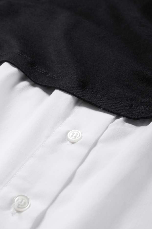 Femmes - T-shirt de grossesse - look 2-en-1 - noir / blanc