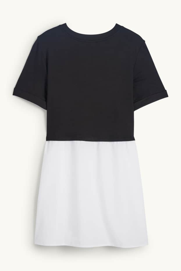 Femmes - T-shirt de grossesse - look 2-en-1 - noir / blanc