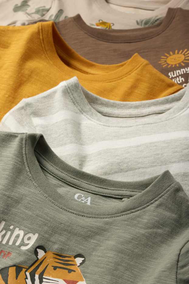 Bambini - Confezione da 5 - t-shirt - tigre e moto - verde
