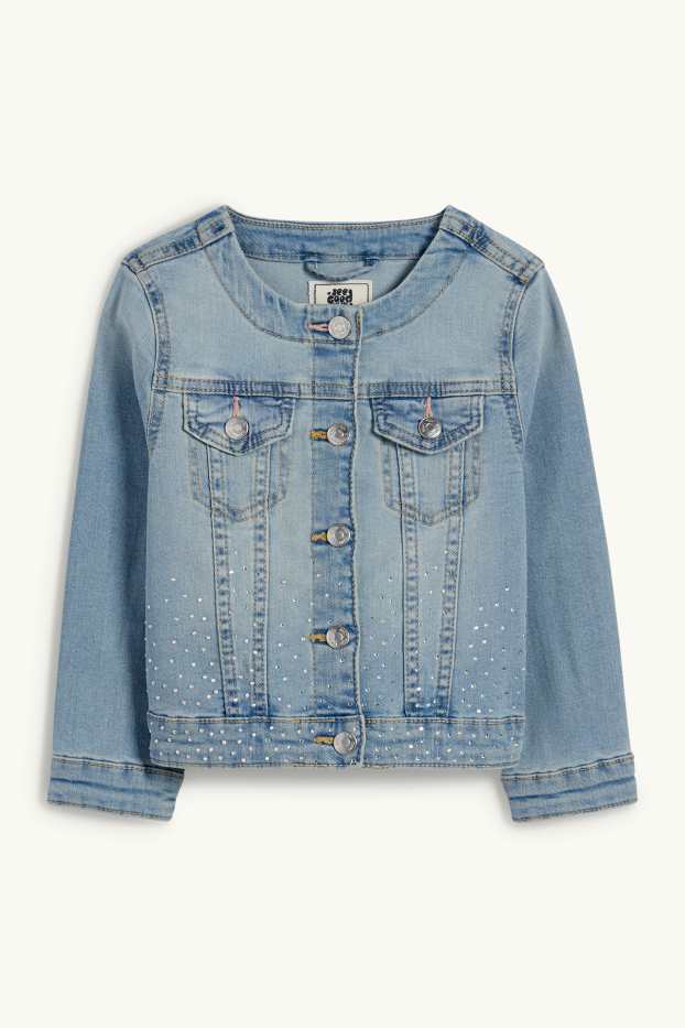 Enfants filles - Veste en jean orné de strass - jean bleu clair