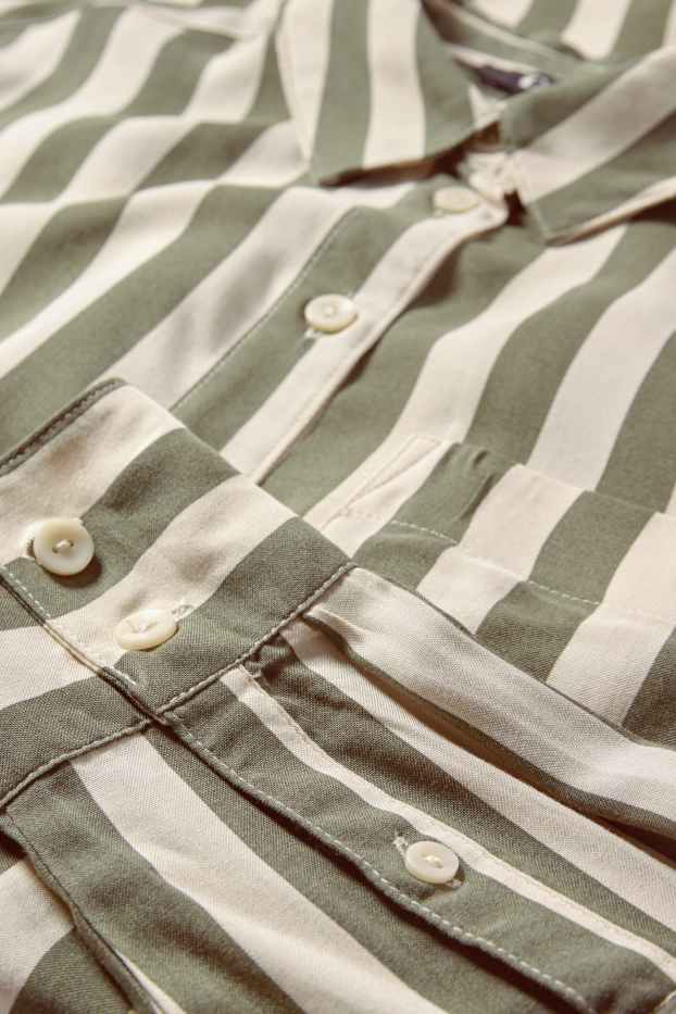 Damen - Bluse - gestreift - beige / grün