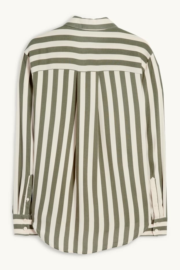 Damen - Bluse - gestreift - beige / grün