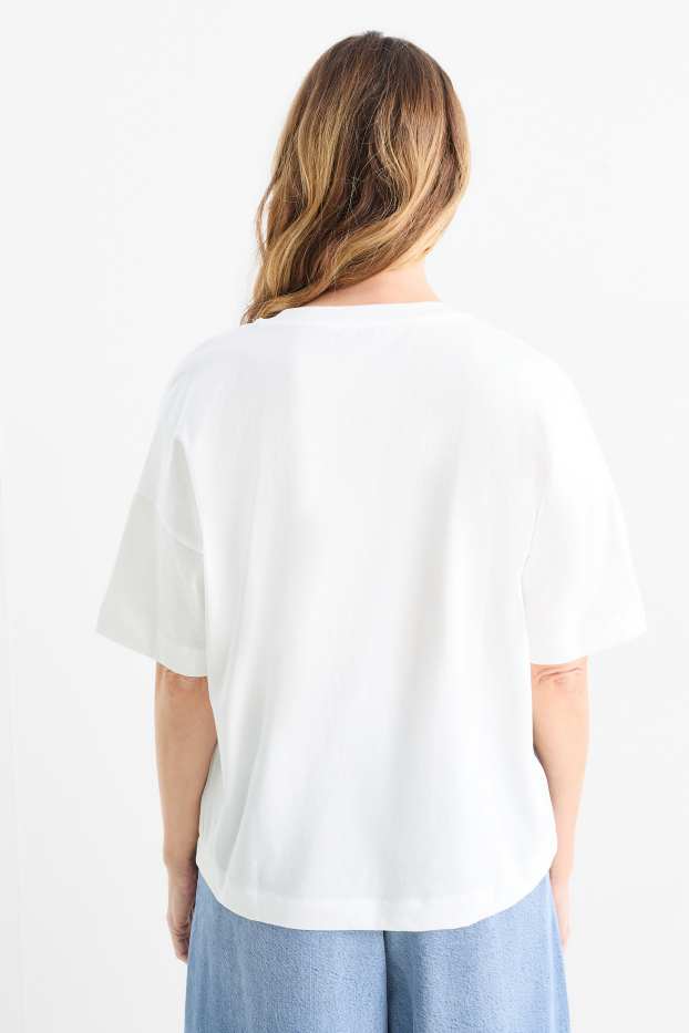 Femmes - T-shirt - blanc / bleu
