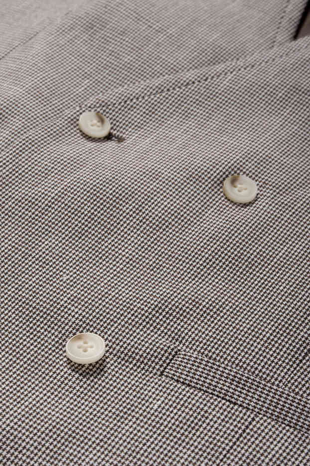 Hommes - Gilet de costume en lin mélangé - regular fit - Flex - à carreaux - beige / marron