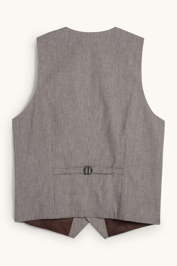 Hommes - Gilet de costume en lin mélangé - regular fit - Flex - à carreaux - beige / marron