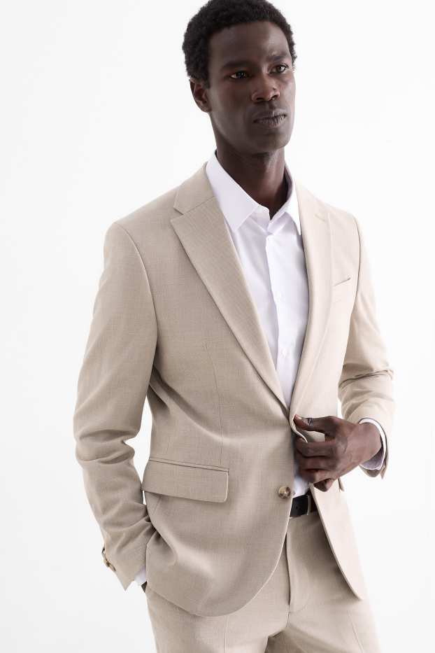 Hommes - Veste de costume - slim fit - Flex - beige