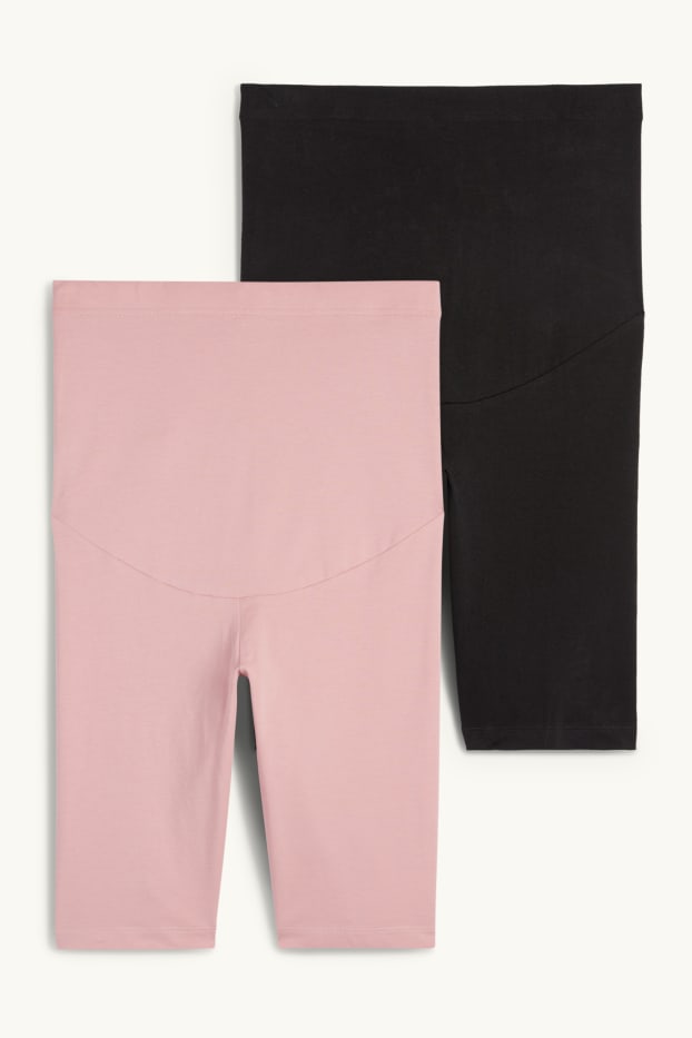 Dámské - Multipack 2 ks - těhotenské cyklistické šortky - černá/růžová