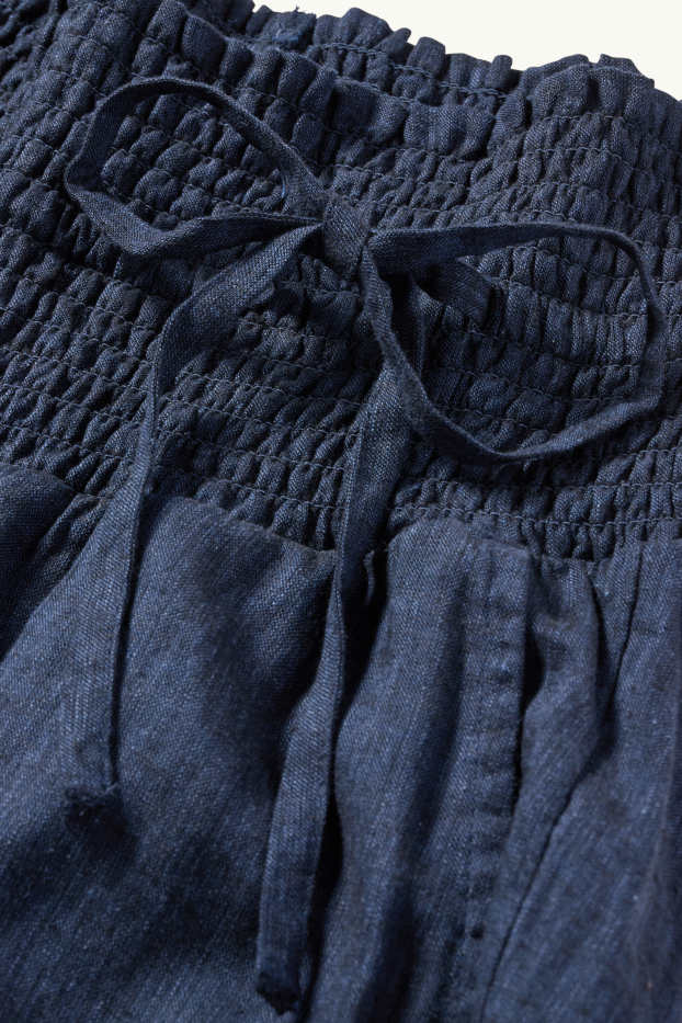 Donna - Bermuda premaman - misto lino - arricciature - blu scuro