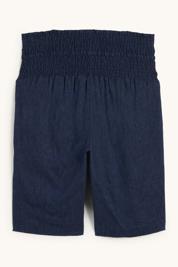 Donna - Bermuda premaman - misto lino - arricciature - blu scuro