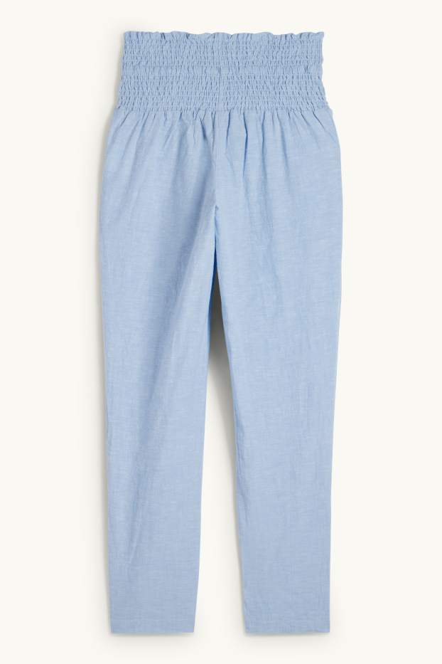 Dames - Zwangerschapspantalon - gesmokt - lichtblauw