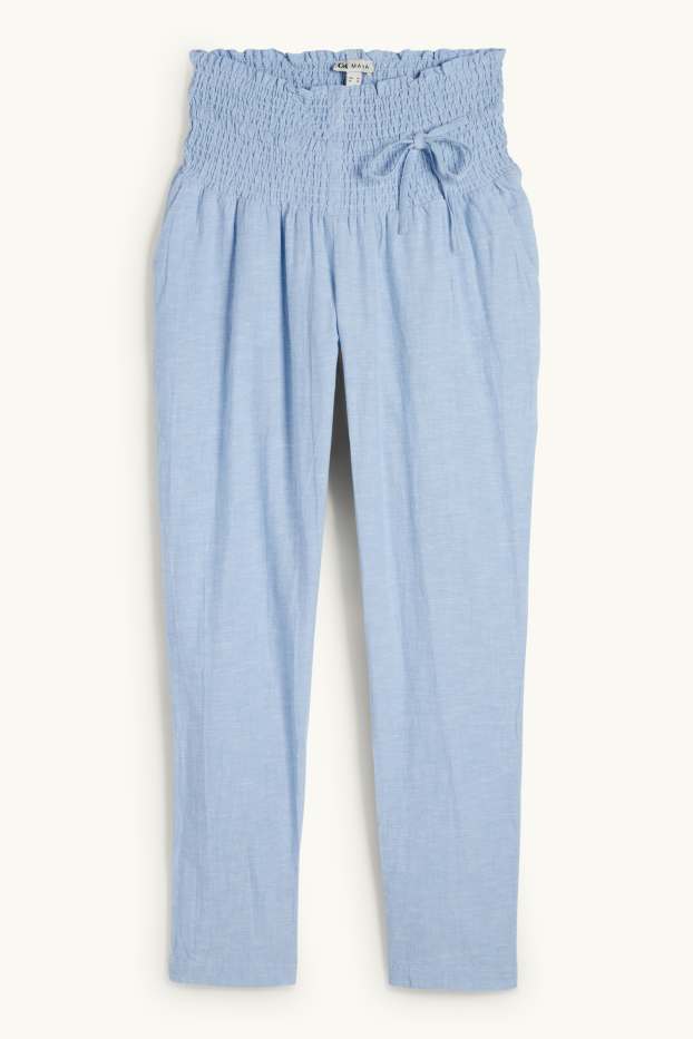 Dames - Zwangerschapspantalon - gesmokt - lichtblauw