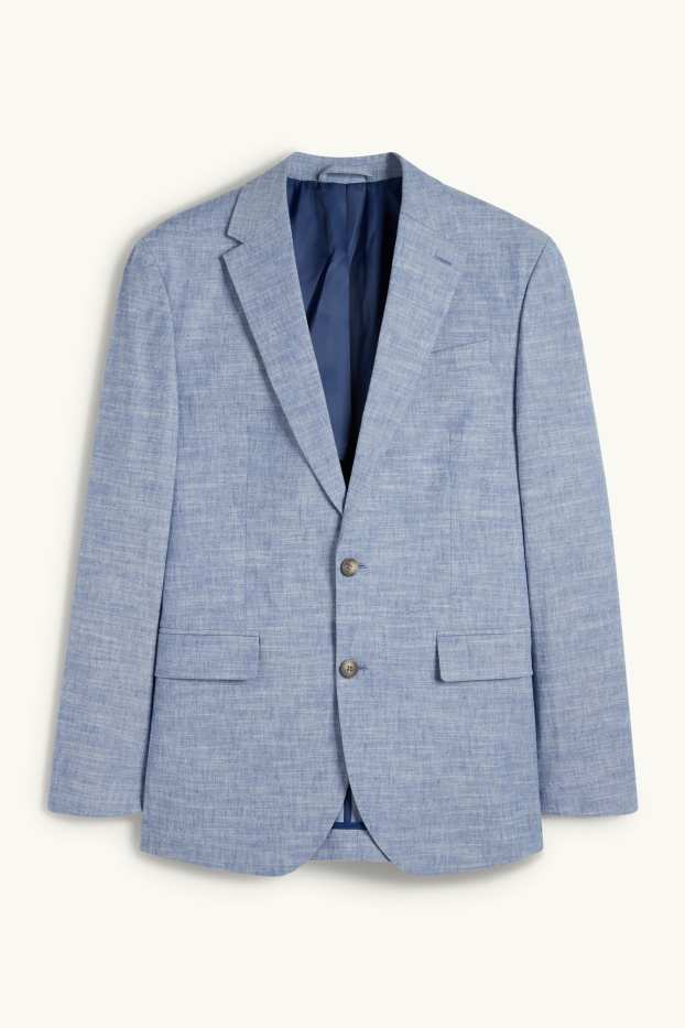 Hommes - Veste de costume en lin mélangé - regular fit - Flex - bleu