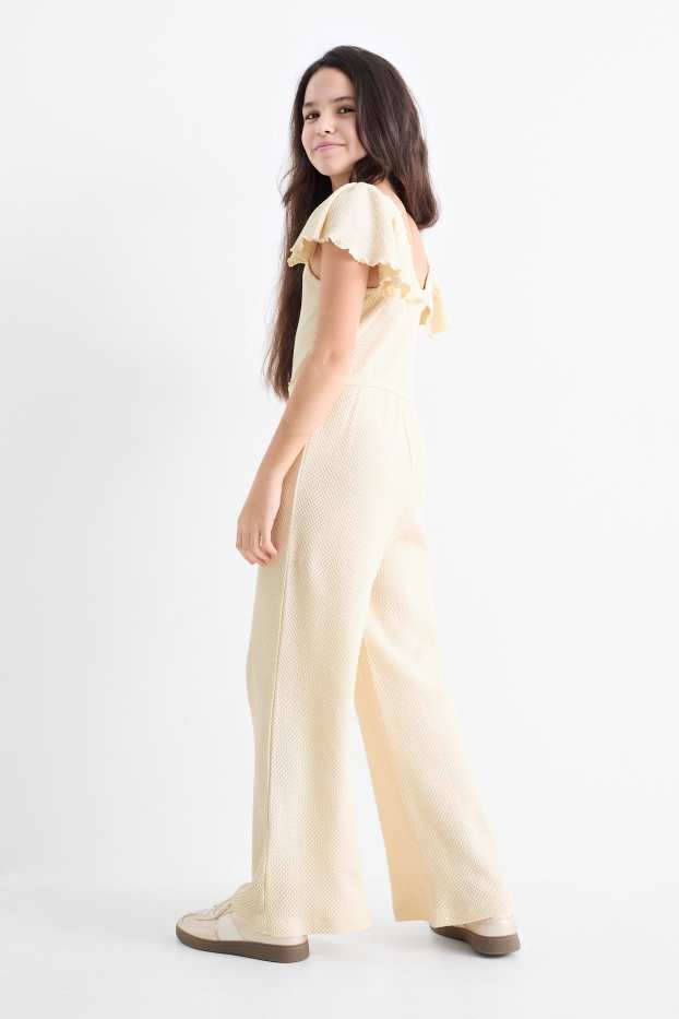 Děti - dívky - Overal - strukturovaný - béžová