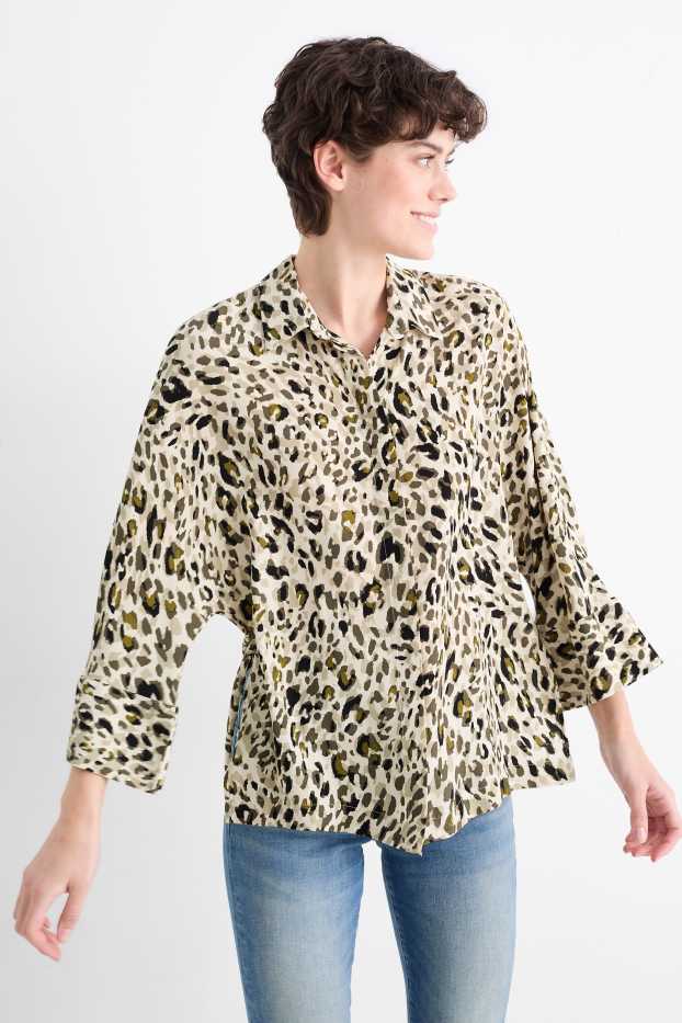 Femmes - Chemisier - imprimé léopard - beige / marron