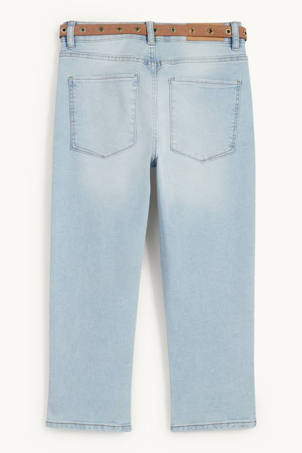 Femmes - Jean capri à ceinture - mid waist - jean bleu clair