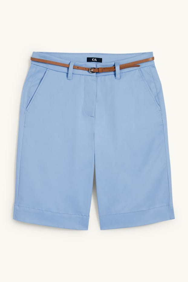 Damen - Bermudas mit Gürtel - Mid Waist - blau