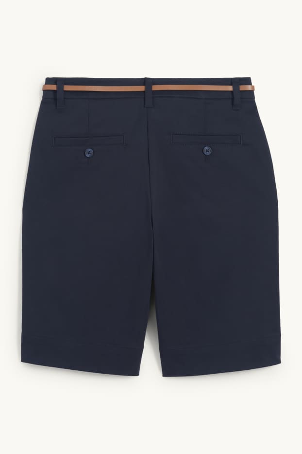 Damen - Bermudas mit Gürtel - Mid Waist - dunkelblau