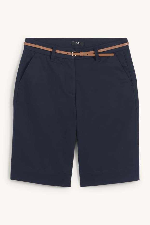 Damen - Bermudas mit Gürtel - Mid Waist - dunkelblau