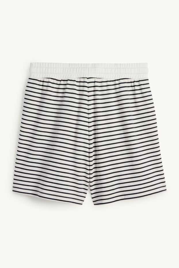 Femmes - Short en molleton - à rayures - blanc / noir