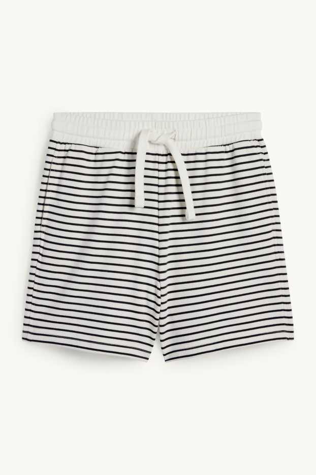 Femmes - Short en molleton - à rayures - blanc / noir