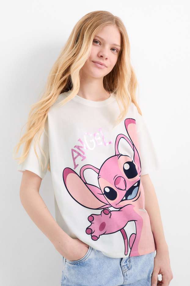 Kinder Mädchen - Multipack 2er - Lilo & Stitch - Kurzarmshirt - weiß
