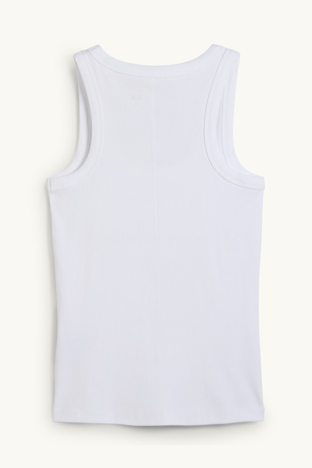 Donna - Top basic - a coste - bianco crema