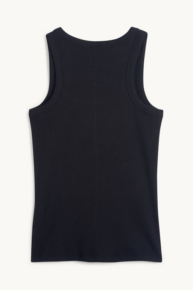 Donna - Top basic - a coste - nero