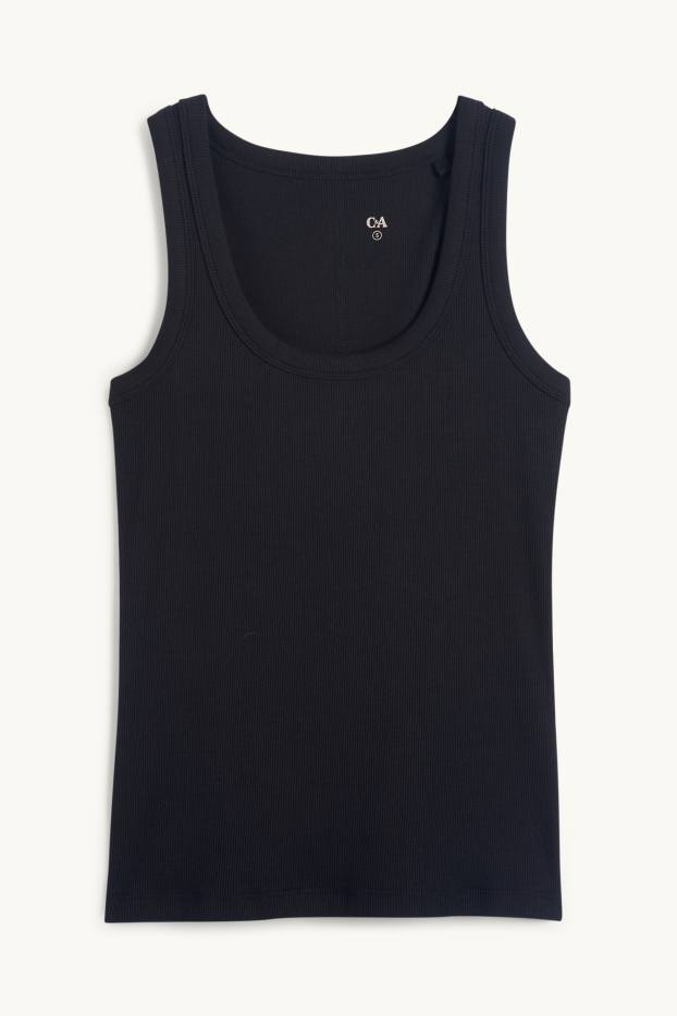 Donna - Top basic - a coste - nero