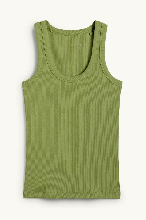 Donna - Top basic - a coste - verde chiaro
