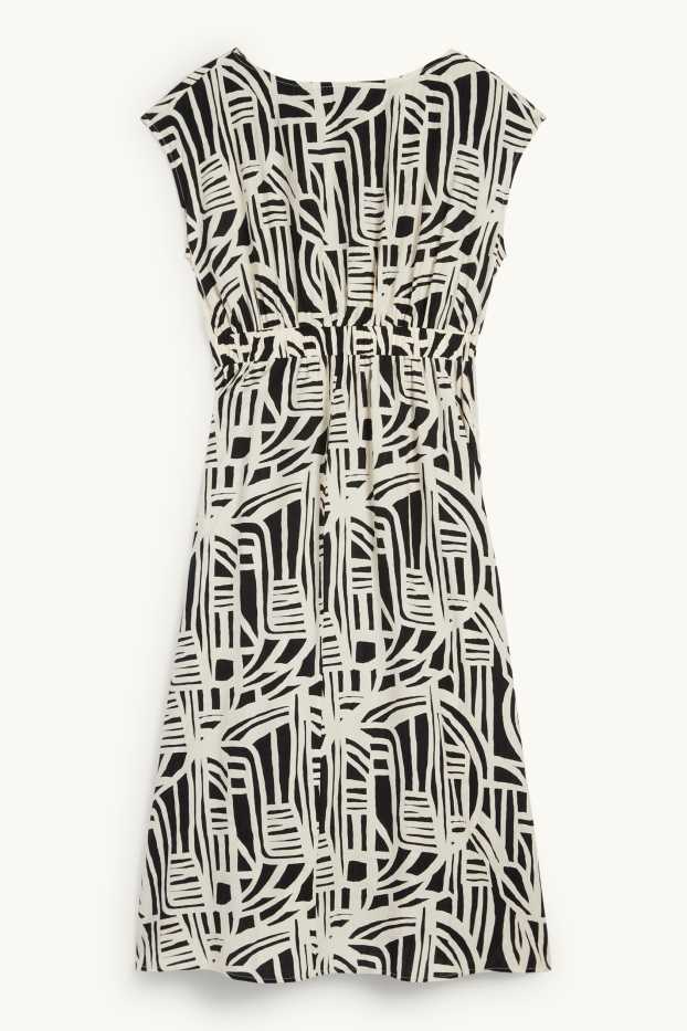 Dames - Fit & flare-jurk - met patroon - zwart / beige