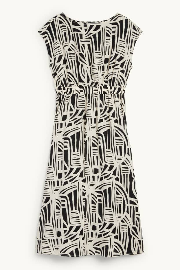 Dames - Fit & flare-jurk - met patroon - zwart / beige