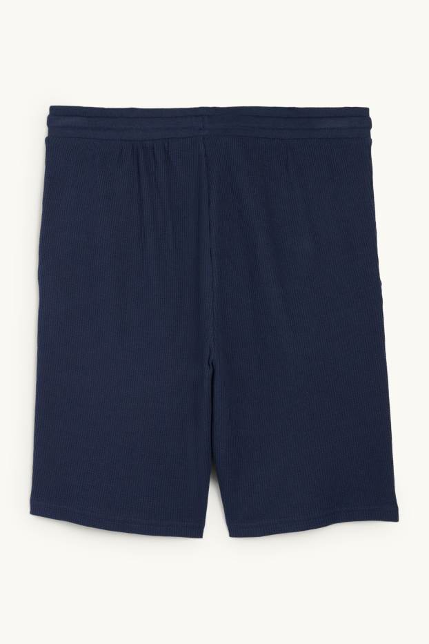 Heren - Pyjamashorts - donkerblauw