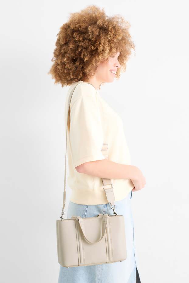 Donna - Borsa a tracolla con spallaccio staccabile - similpelle - beige chiaro