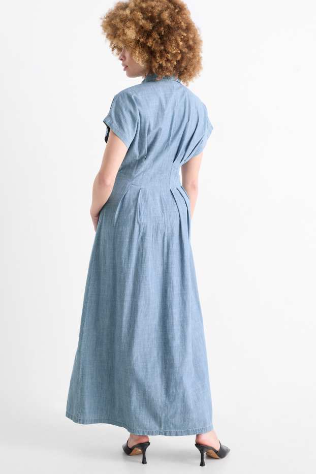 Dona - Vestit camiser - estil texà - blau clar