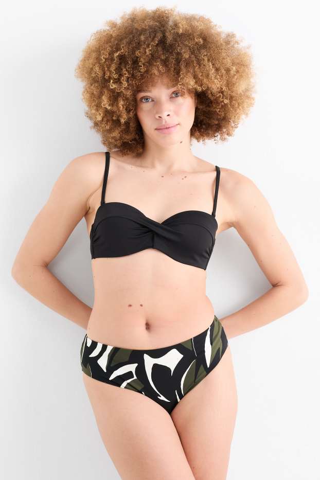 Femei - Chiloți bikini - talie medie - LYCRA® XTRA LIFE™ - cu model - negru