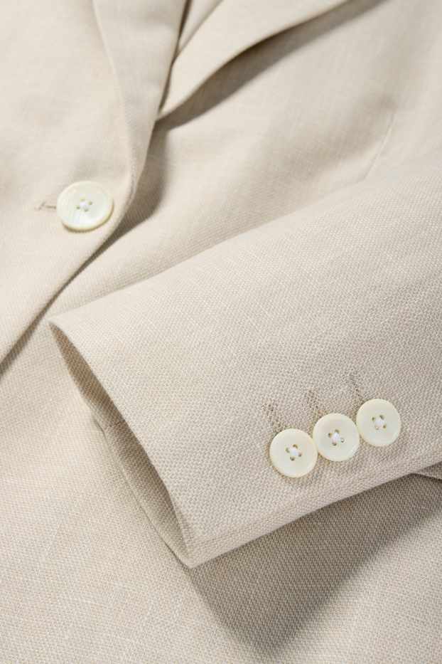 Dames - Oversized blazer, deels met linnen - beige