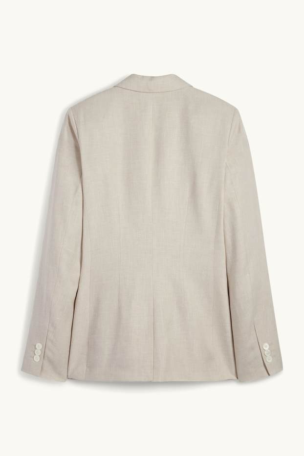 Dames - Oversized blazer, deels met linnen - beige