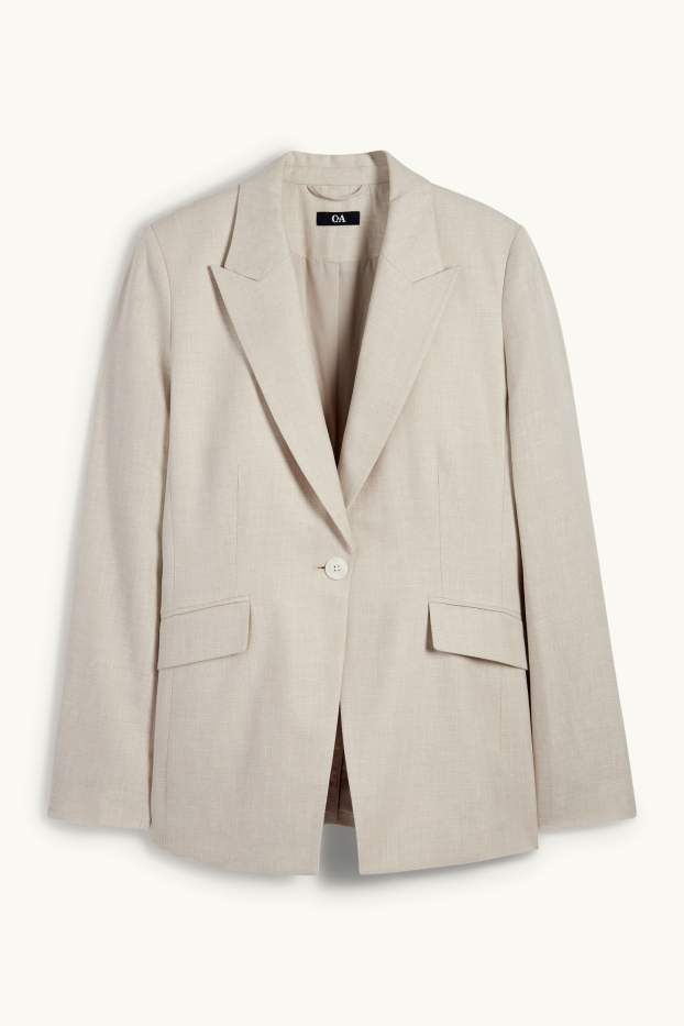Dames - Oversized blazer, deels met linnen - beige