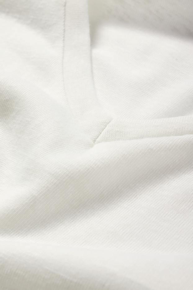 Femmes - T-shirt à col V - regular fit - blanc