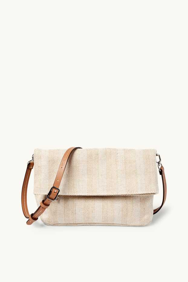 Femmes - Sac à bandoulière doté d’une bandoulière amovible - à rayures - beige clair