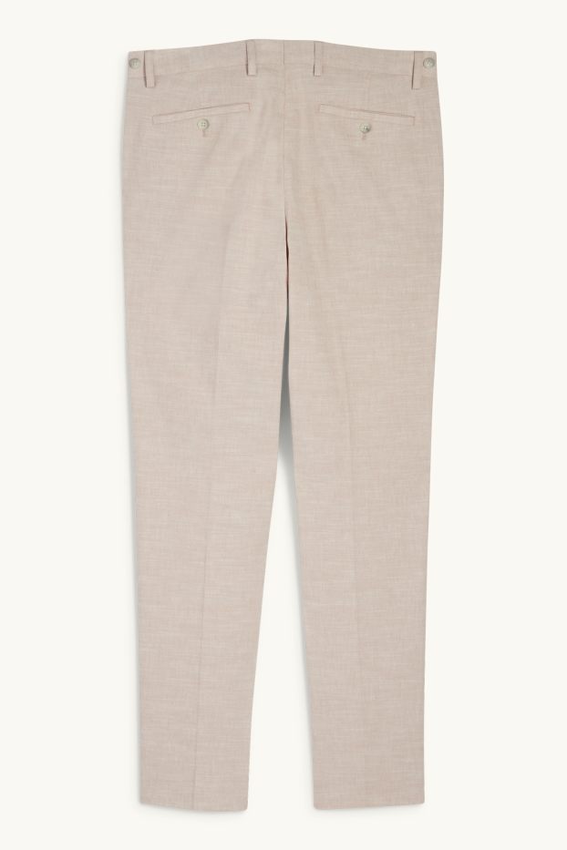 Men - Mix & match suit trousers with linen content - regular fit - stretch - light beige