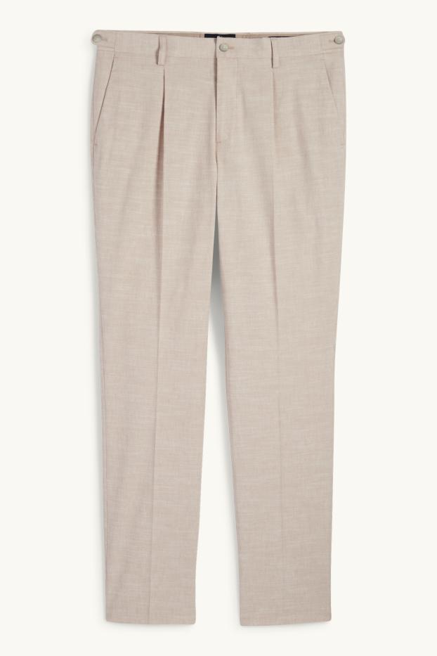 Men - Mix & match suit trousers with linen content - regular fit - stretch - light beige