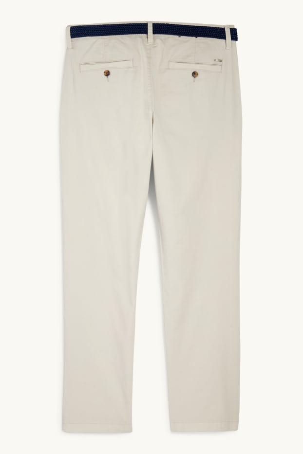 Heren - Chino met riem - regular fit - licht beige