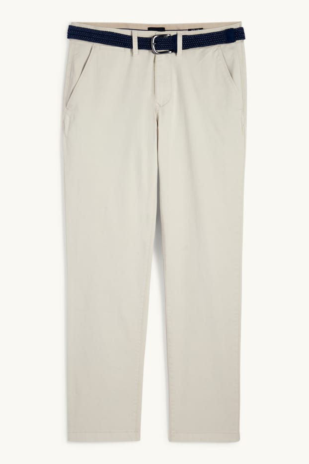 Heren - Chino met riem - regular fit - licht beige