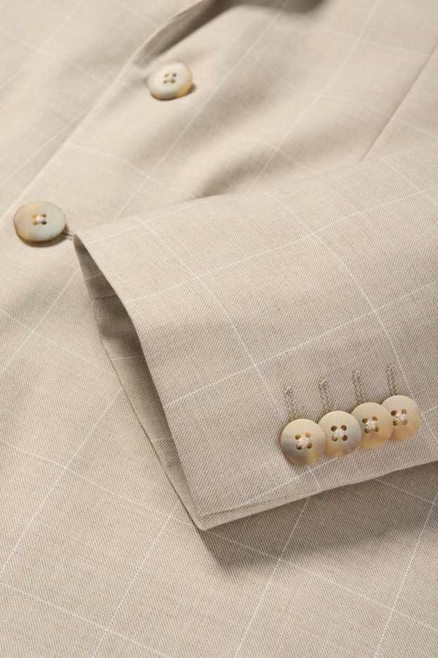 Hommes - Veste de costume - slim fit - extensible - à carreaux - beige