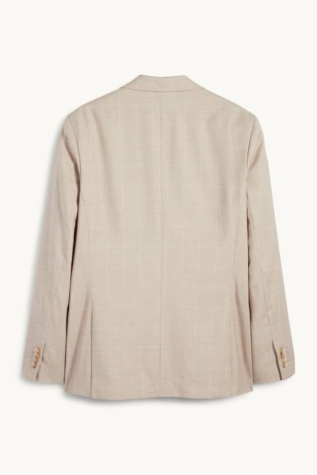 Hommes - Veste de costume - slim fit - extensible - à carreaux - beige