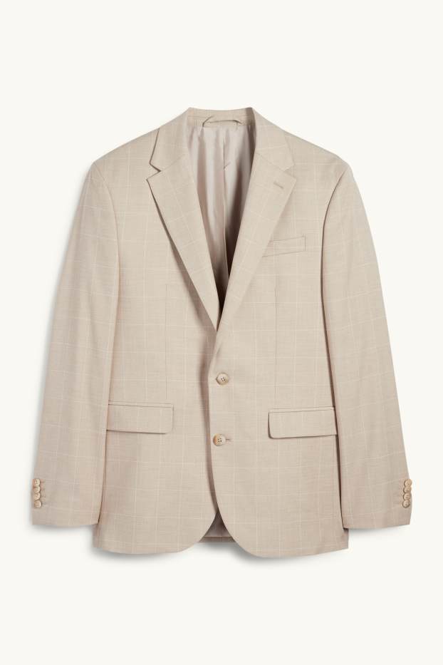 Hommes - Veste de costume - slim fit - extensible - à carreaux - beige