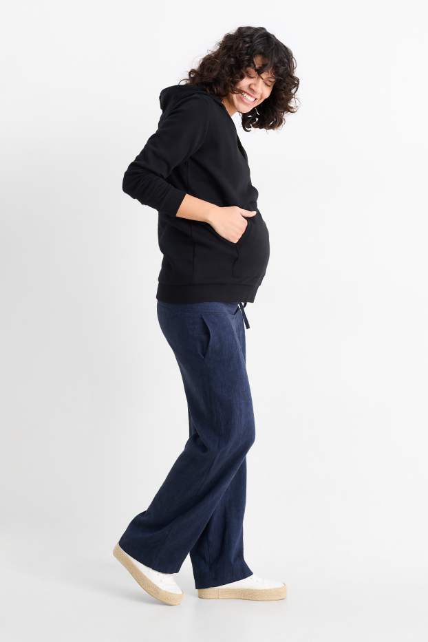 Femei - Pantaloni gravide - amestec de in - albastru închis