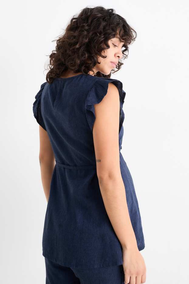 Femmes - Chemisier de grossesse - lin mélangé - bleu foncé